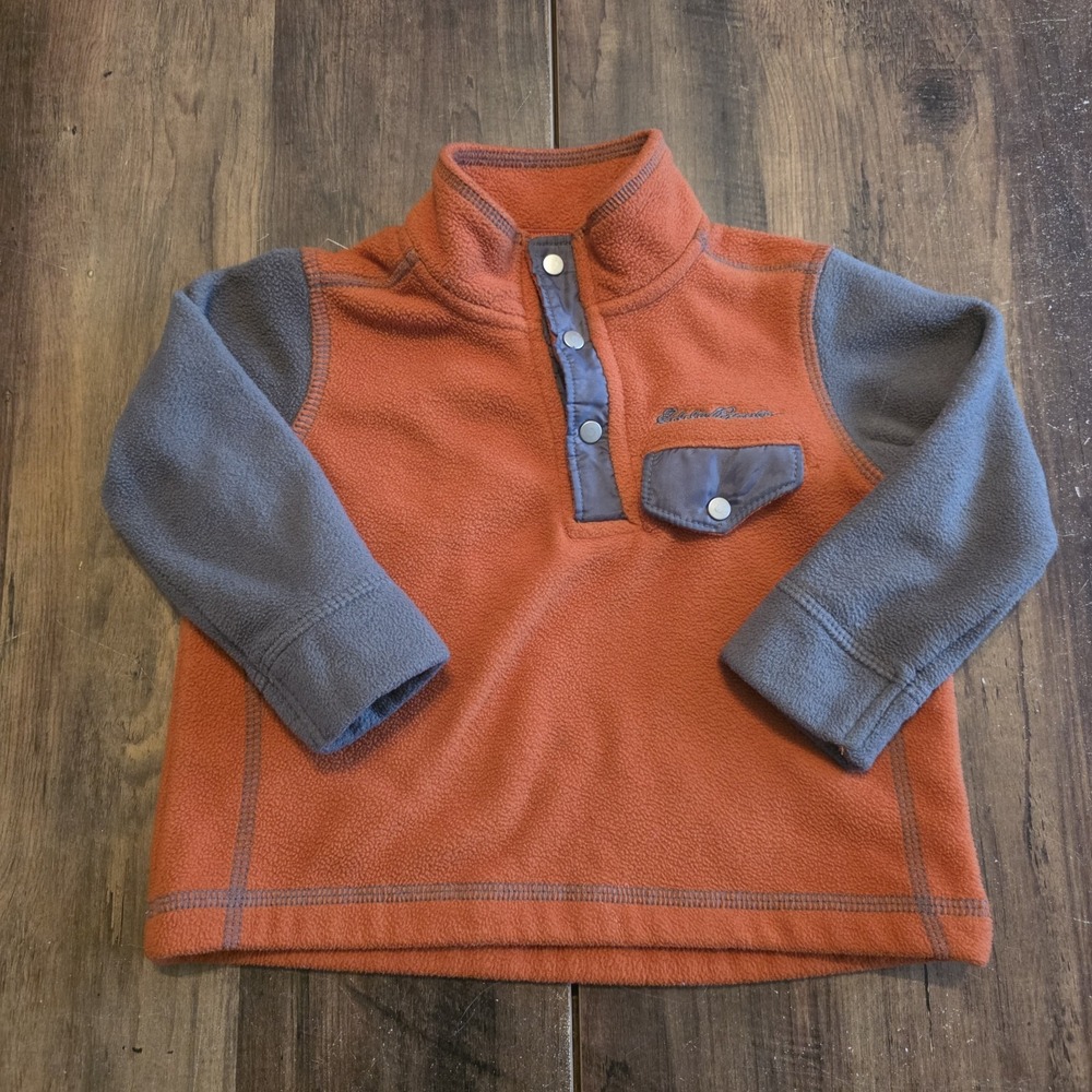 Eddie Bauer Sweatshirt Infant Size 18 Months Orange & Gray Pullover Fleece